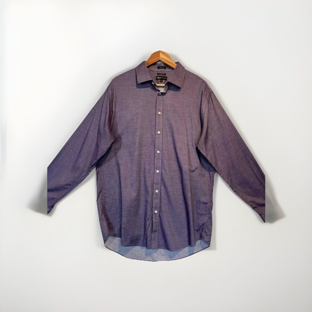Neiman Marcus Mens Large Purple Trim Fit Button Up Shirt 17 34/35 *